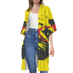 Pug With Glasses Portrait Print Open Front Beach Cover Up