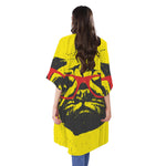 Pug With Glasses Portrait Print Open Front Beach Cover Up