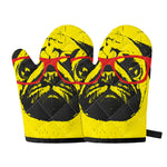Pug With Glasses Portrait Print Oven Mitts