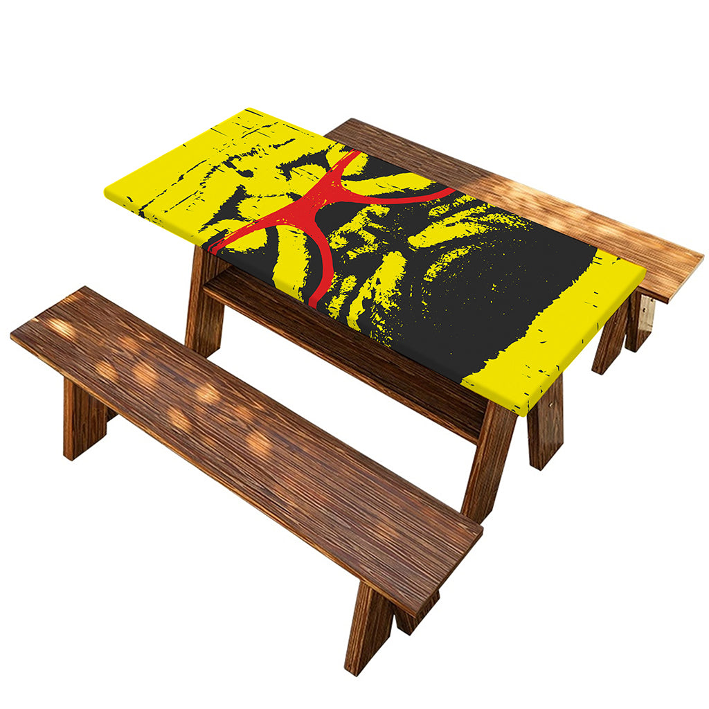 Pug With Glasses Portrait Print Picnic Table Cover