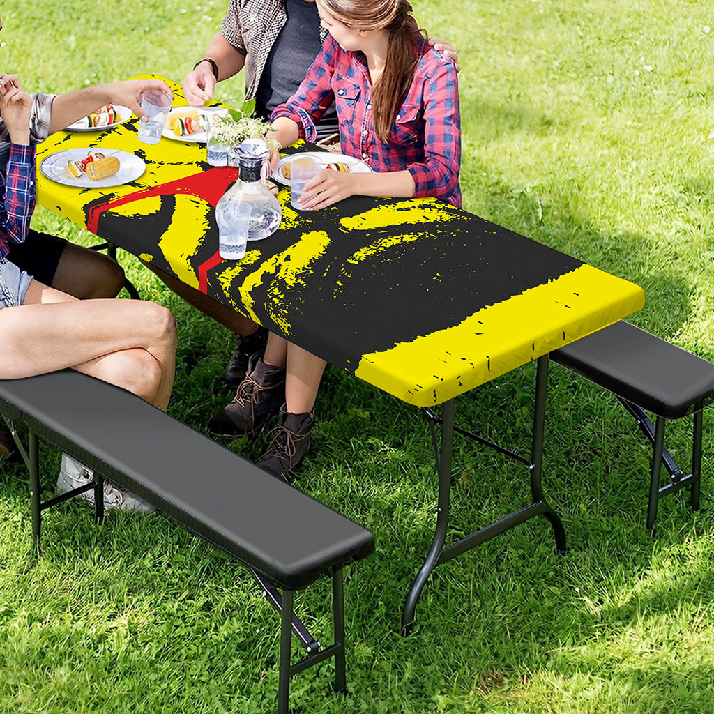 Pug With Glasses Portrait Print Picnic Table Cover