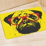 Pug With Glasses Portrait Print Polyester Doormat