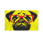 Pug With Glasses Portrait Print Polyester Flag