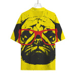 Pug With Glasses Portrait Print Rayon Hawaiian Shirt