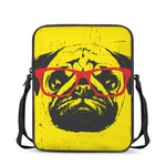 Pug With Glasses Portrait Print Rectangular Crossbody Bag
