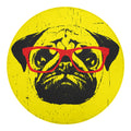 Pug With Glasses Portrait Print Round Blanket