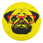 Pug With Glasses Portrait Print Round Blanket