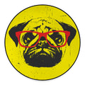 Pug With Glasses Portrait Print Round Floor Mat