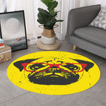 Pug With Glasses Portrait Print Round Rug