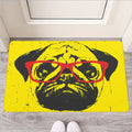 Pug With Glasses Portrait Print Rubber Doormat