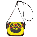 Pug With Glasses Portrait Print Saddle Bag