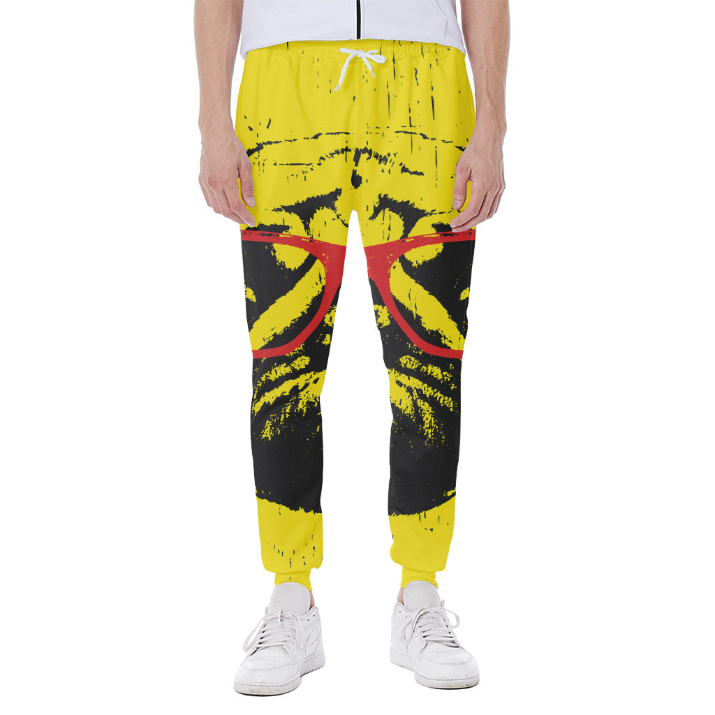 Pug With Glasses Portrait Print Scuba Joggers