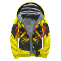 Pug With Glasses Portrait Print Sherpa Lined Zip Up Hoodie