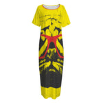 Pug With Glasses Portrait Print Short Sleeve Long Nightdress