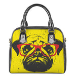 Pug With Glasses Portrait Print Shoulder Handbag
