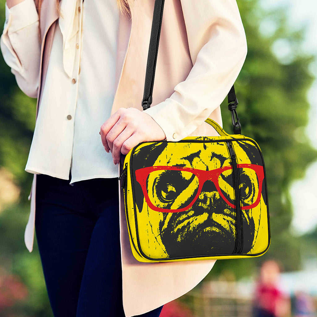 Pug With Glasses Portrait Print Shoulder Strap Bible Bag
