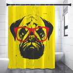 Pug With Glasses Portrait Print Shower Curtain