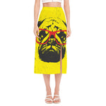 Pug With Glasses Portrait Print Side Slit Midi Skirt