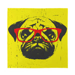 Pug With Glasses Portrait Print Silk Bandana