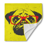 Pug With Glasses Portrait Print Silk Bandana