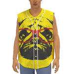 Pug With Glasses Portrait Print Sleeveless Baseball Jersey