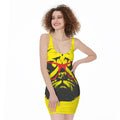 Pug With Glasses Portrait Print Sleeveless Bodycon Dress