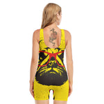 Pug With Glasses Portrait Print Sleeveless One Piece Swimsuit