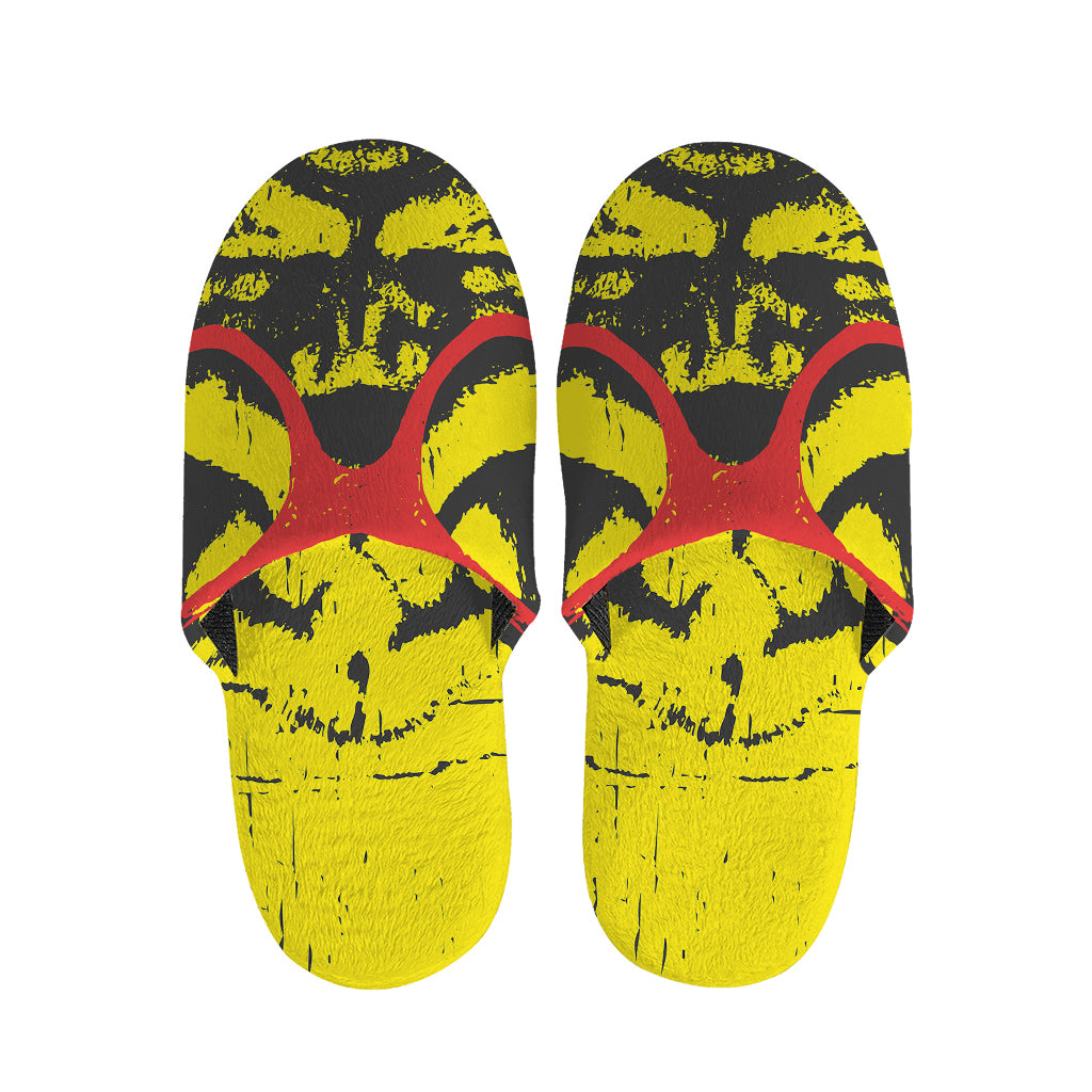 Pug With Glasses Portrait Print Slippers