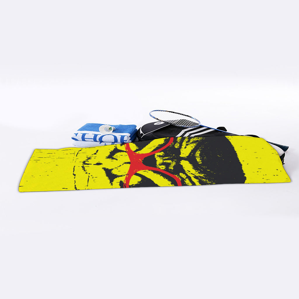 Pug With Glasses Portrait Print Sports Towel