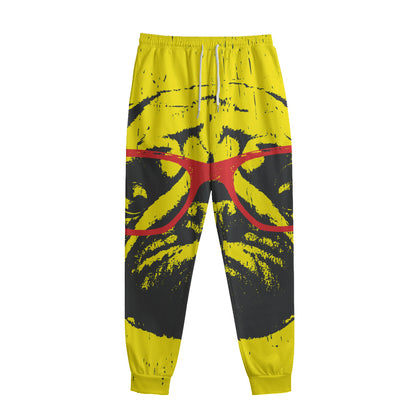 Pug With Glasses Portrait Print Sweatpants