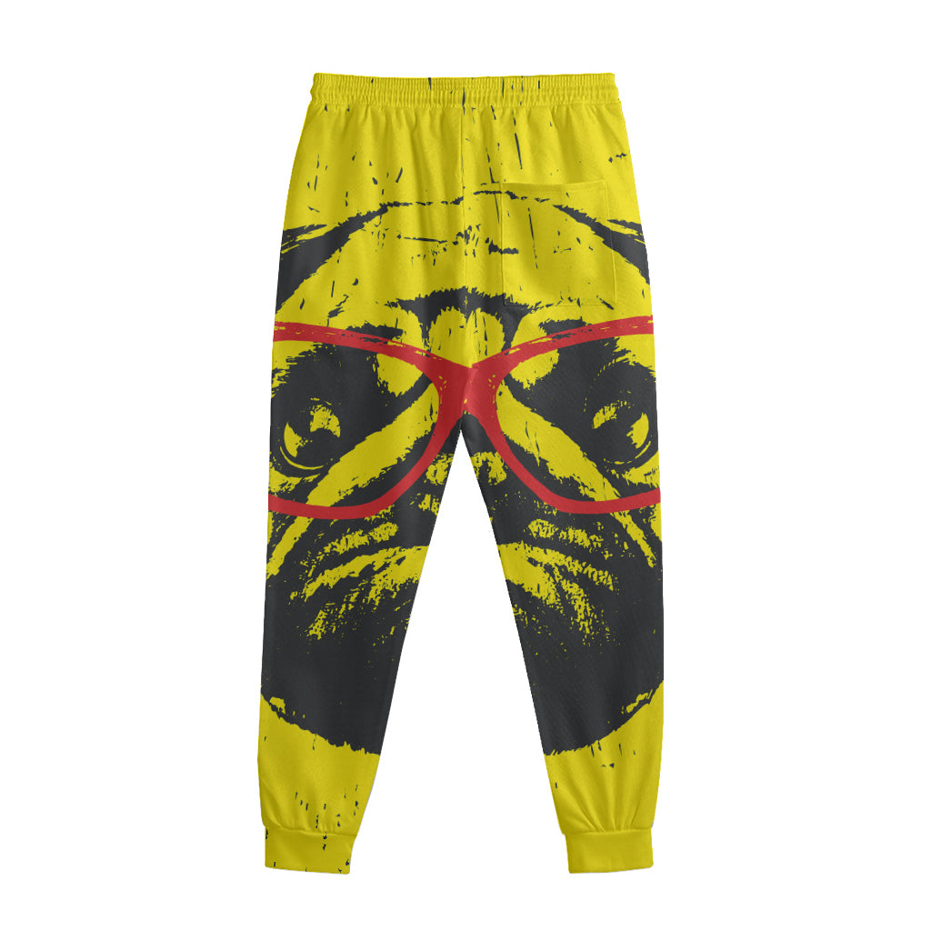 Pug With Glasses Portrait Print Sweatpants