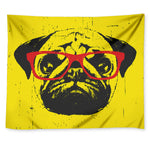 Pug With Glasses Portrait Print Tapestry