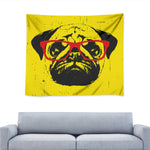 Pug With Glasses Portrait Print Tapestry
