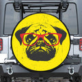Pug With Glasses Portrait Print Tire Cover