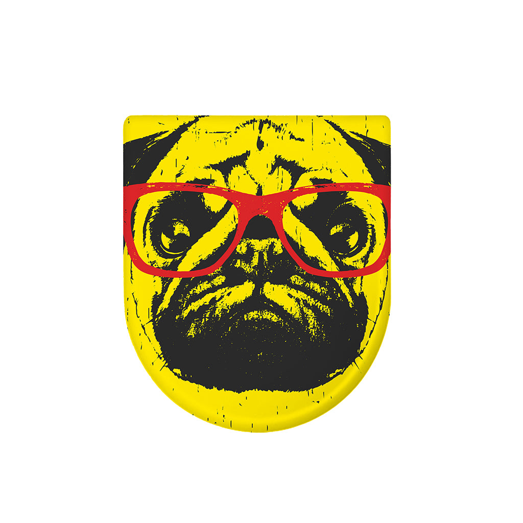 Pug With Glasses Portrait Print Toilet Lid Cover