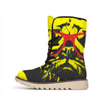 Pug With Glasses Portrait Print Winter Boots