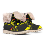Pug With Glasses Portrait Print Winter Boots