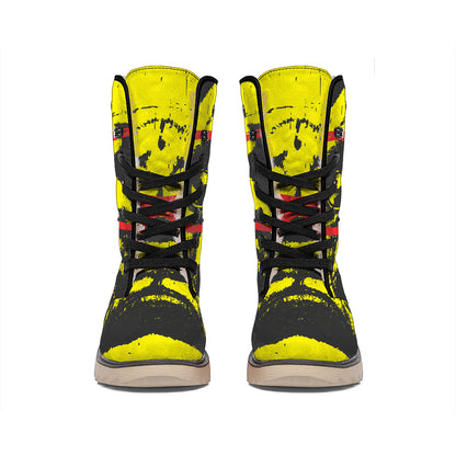 Pug With Glasses Portrait Print Winter Boots