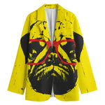 Pug With Glasses Portrait Print Women's Blazer