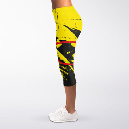 Pug With Glasses Portrait Print Women's Capri Leggings