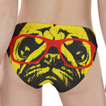 Pug With Glasses Portrait Print Women's Panties
