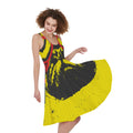 Pug With Glasses Portrait Print Sleeveless Knee Length Dress