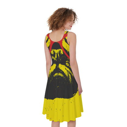 Pug With Glasses Portrait Print Women's Sleeveless Dress