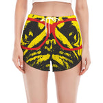 Pug With Glasses Portrait Print Women's Split Running Shorts
