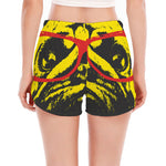 Pug With Glasses Portrait Print Women's Split Running Shorts