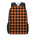 Pumpkin Orange Buffalo Check Print 17 Inch Backpack