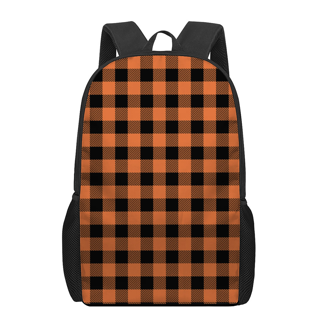 Pumpkin Orange Buffalo Check Print 17 Inch Backpack