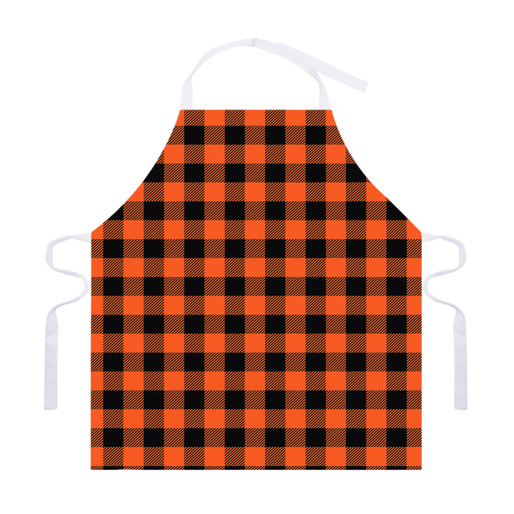 Pumpkin Orange Buffalo Check Print Adjustable Apron