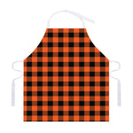 Pumpkin Orange Buffalo Check Print Adjustable Apron