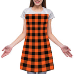 Pumpkin Orange Buffalo Check Print Adjustable Apron